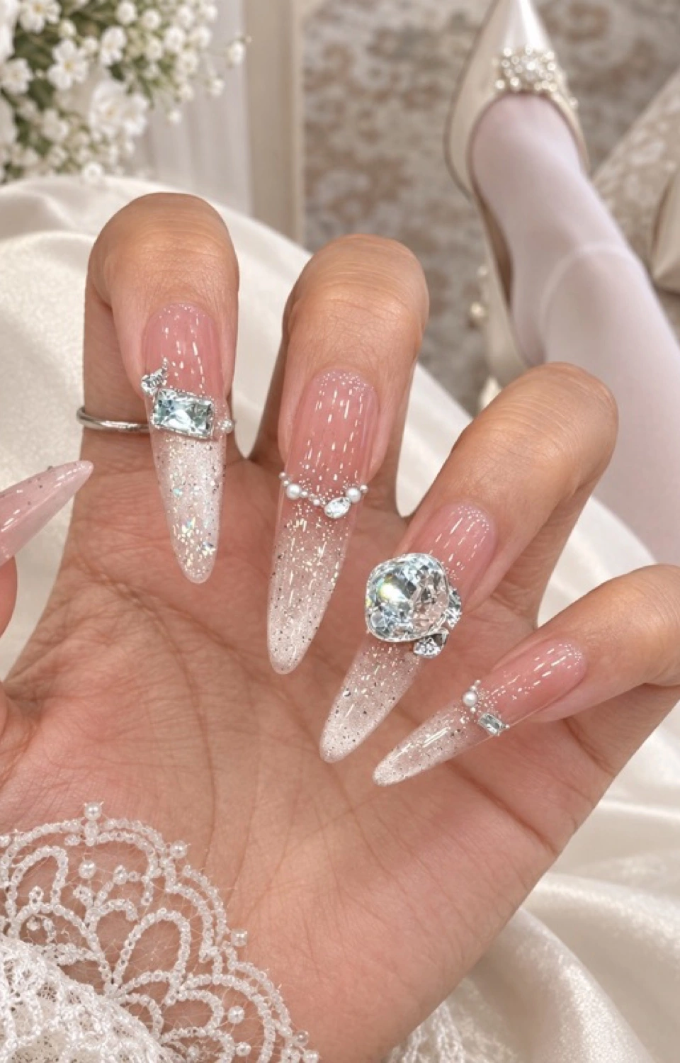 Crystal press-on nail styling inspiration