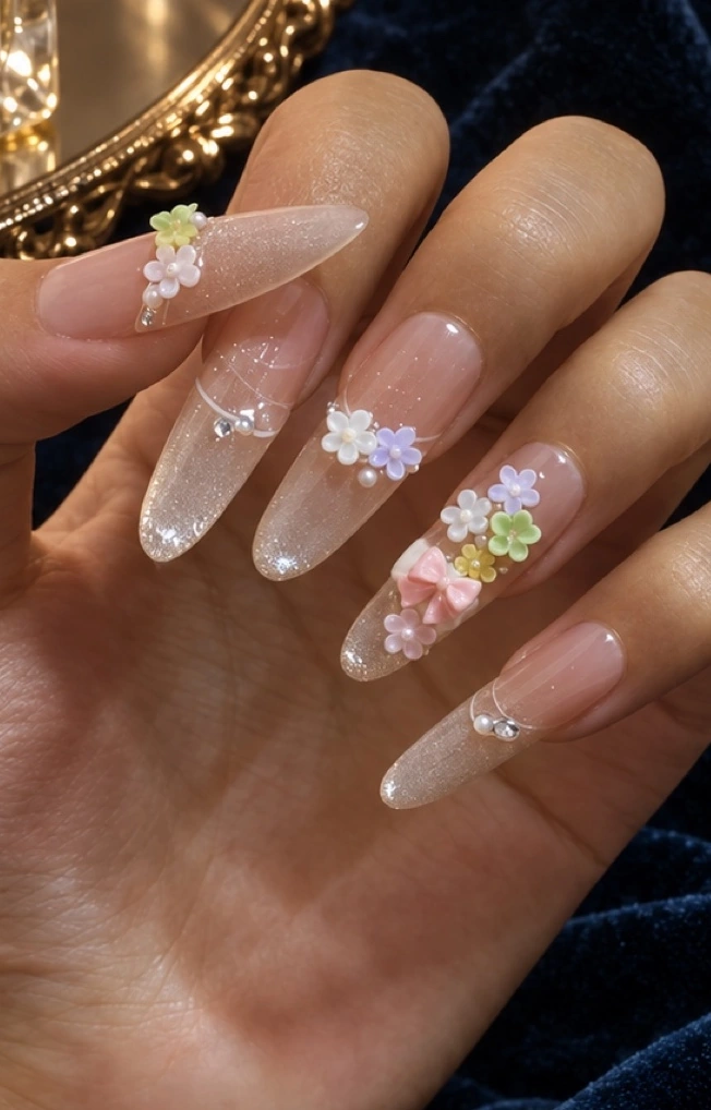 Rhinestone press-on nail styling inspiration