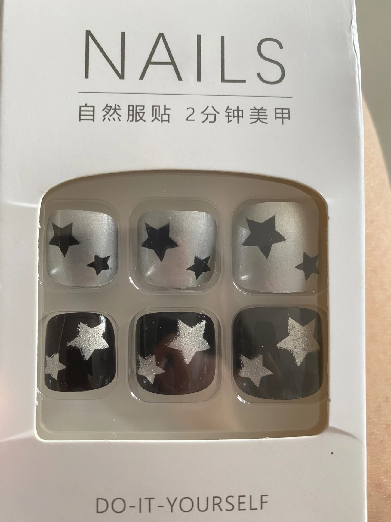 Black & Silver Star Glitter Press-On Toenails — customer review photo