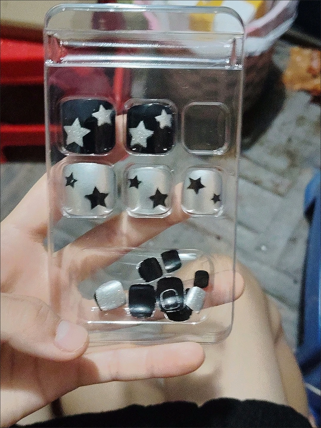 Black & Silver Star Glitter Press-On Toenails — customer review photo