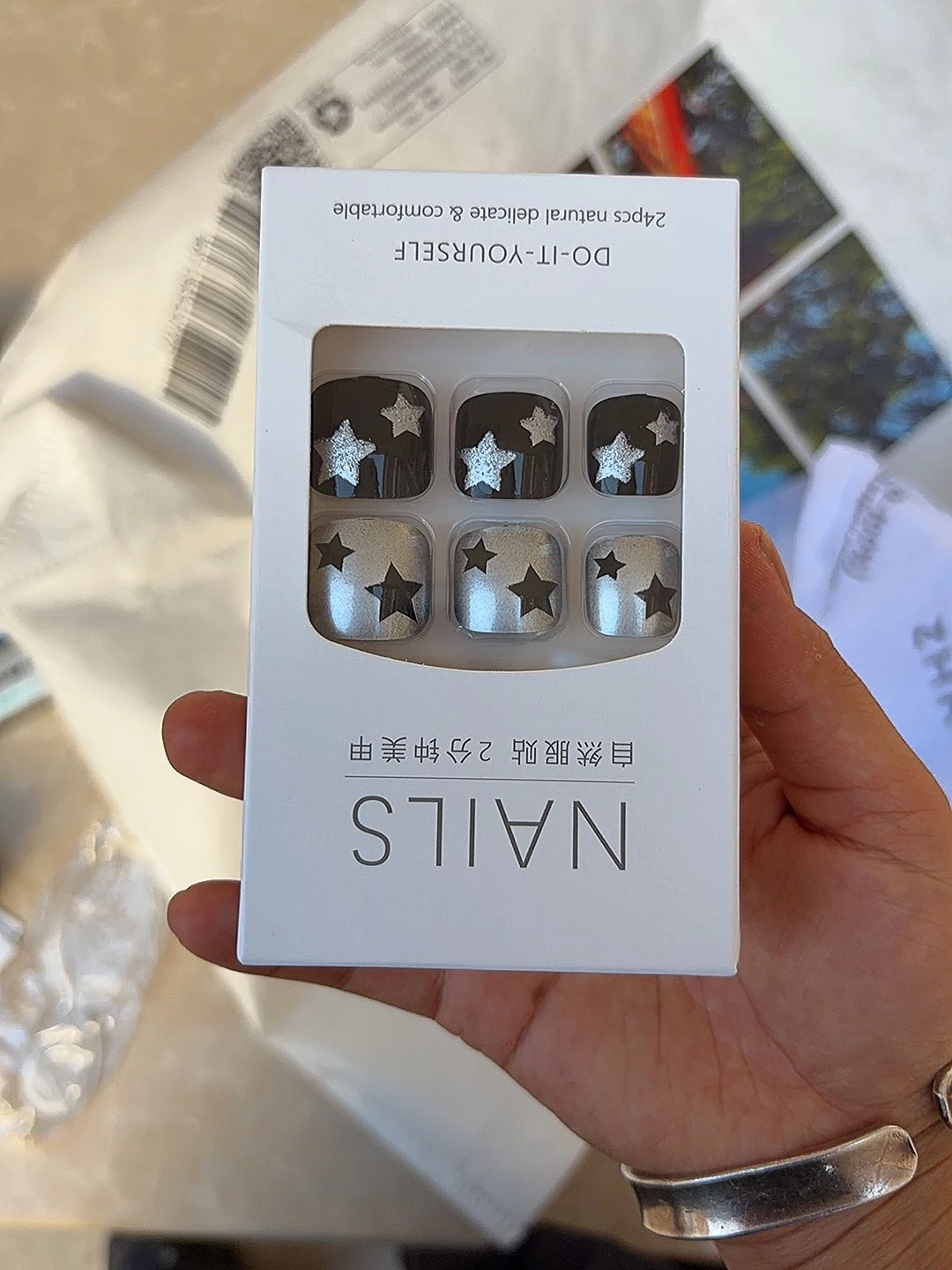 Black & Silver Star Glitter Press-On Toenails — customer review photo