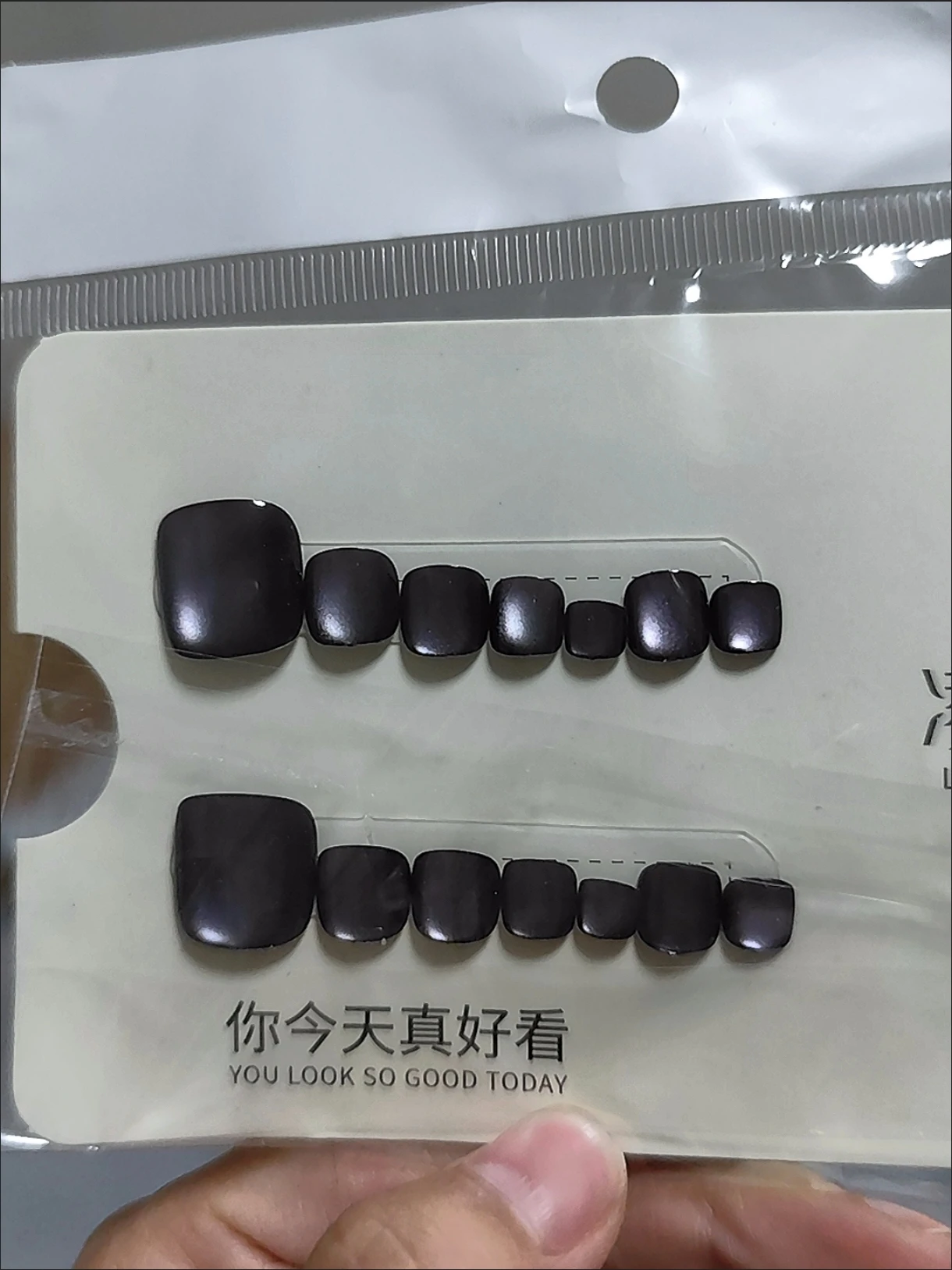 Black Cat Eye Square Press-On Toenails — customer review photo