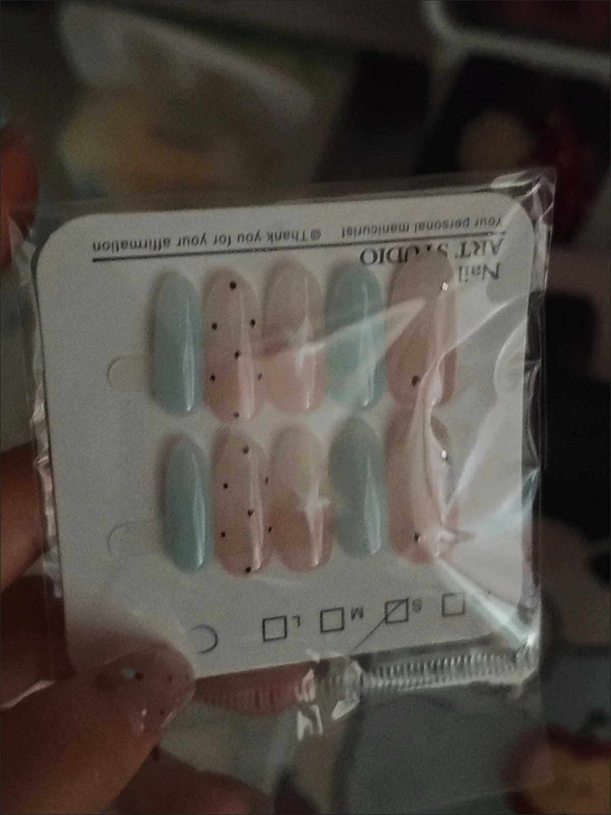Blue Star Polka Dot Medium-Length Press-On Nails — customer review photo