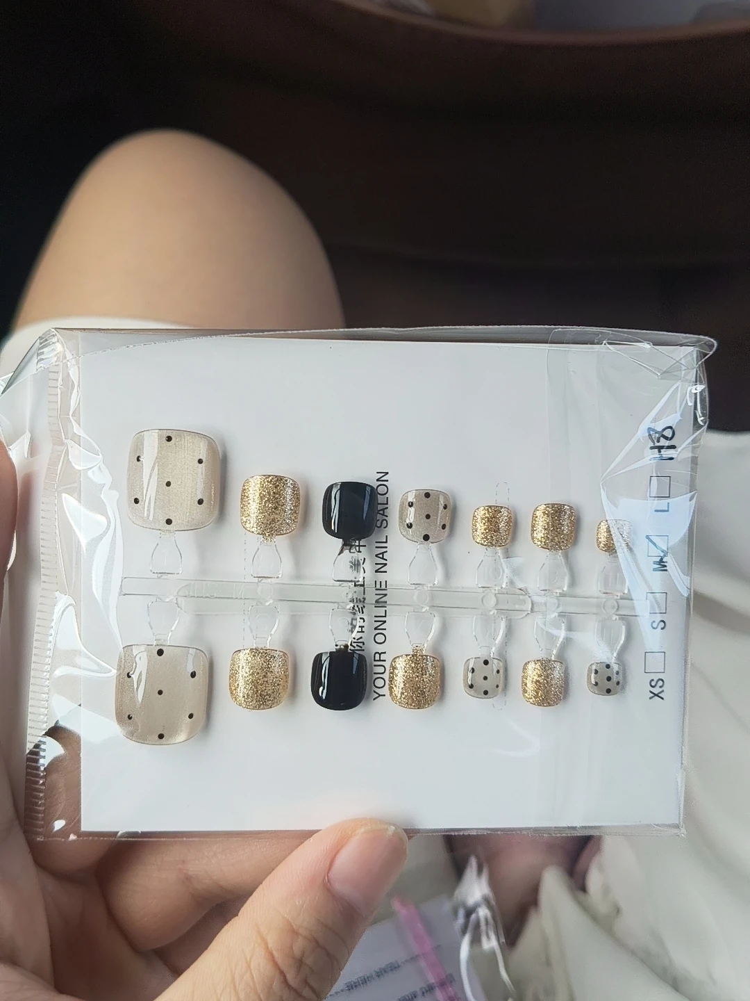 Brown Polka Dot French Tip Press-On Toenails — customer review photo