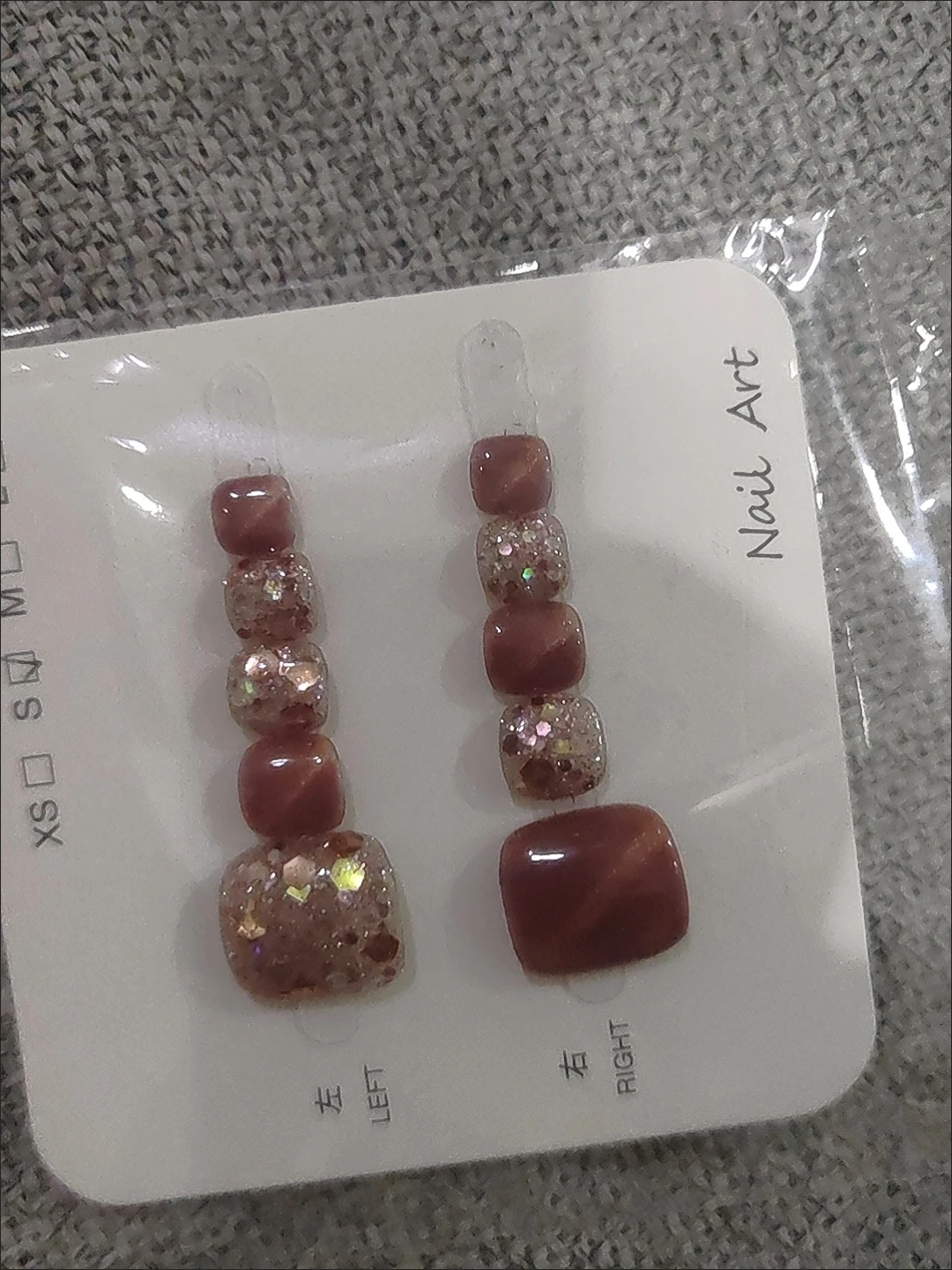 Burgundy & Gold Glitter Press-On Toenails — customer review photo