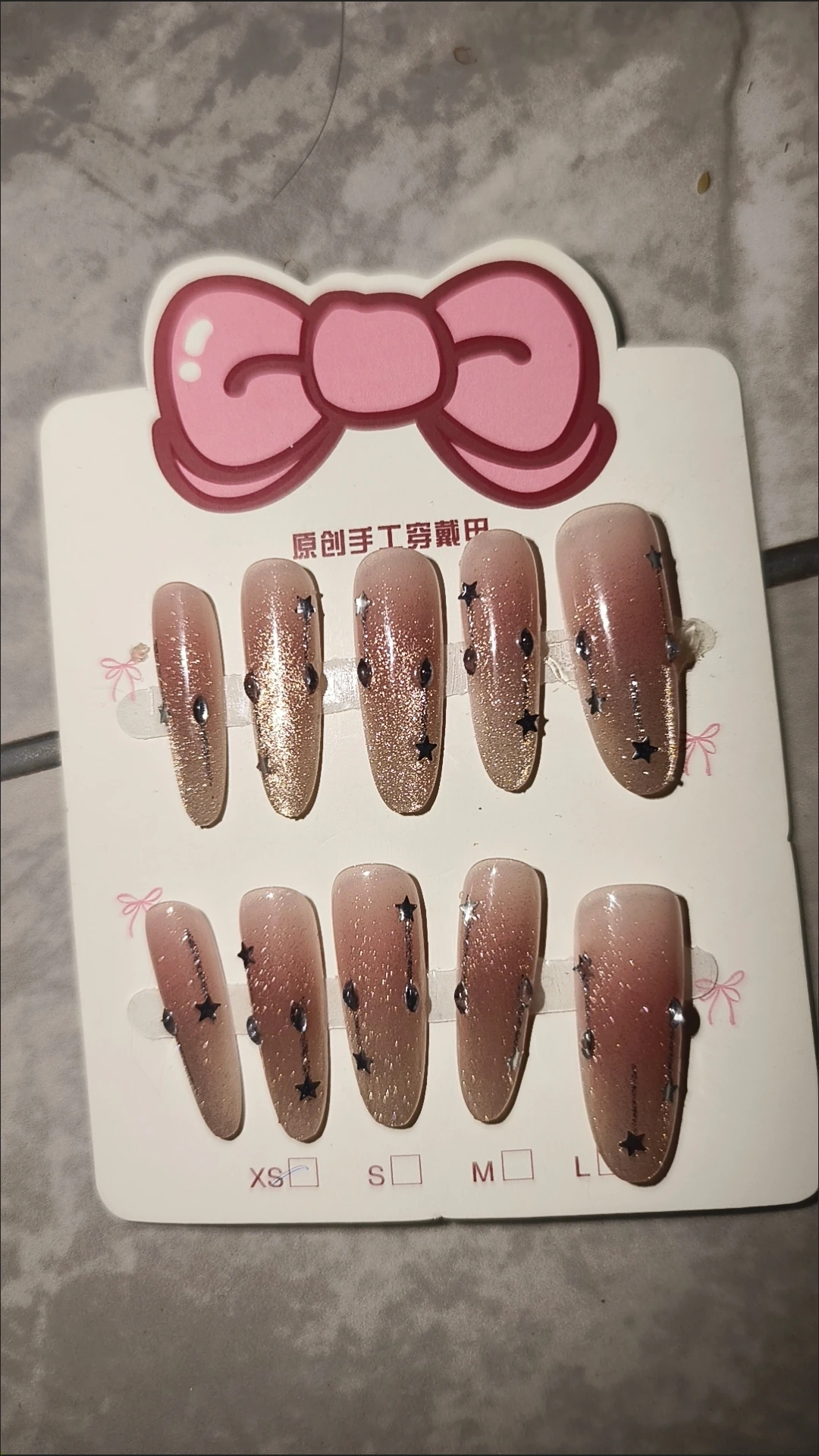 Gold Glitter Ombre Long Oval Press-On Nails — customer review photo
