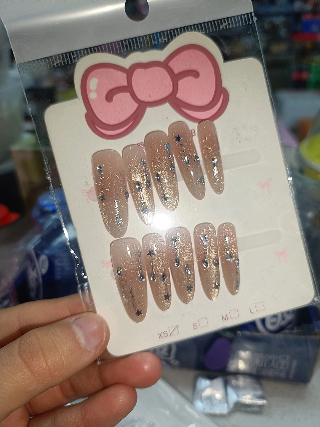 Gold Glitter Ombre Long Oval Press-On Nails — customer review photo