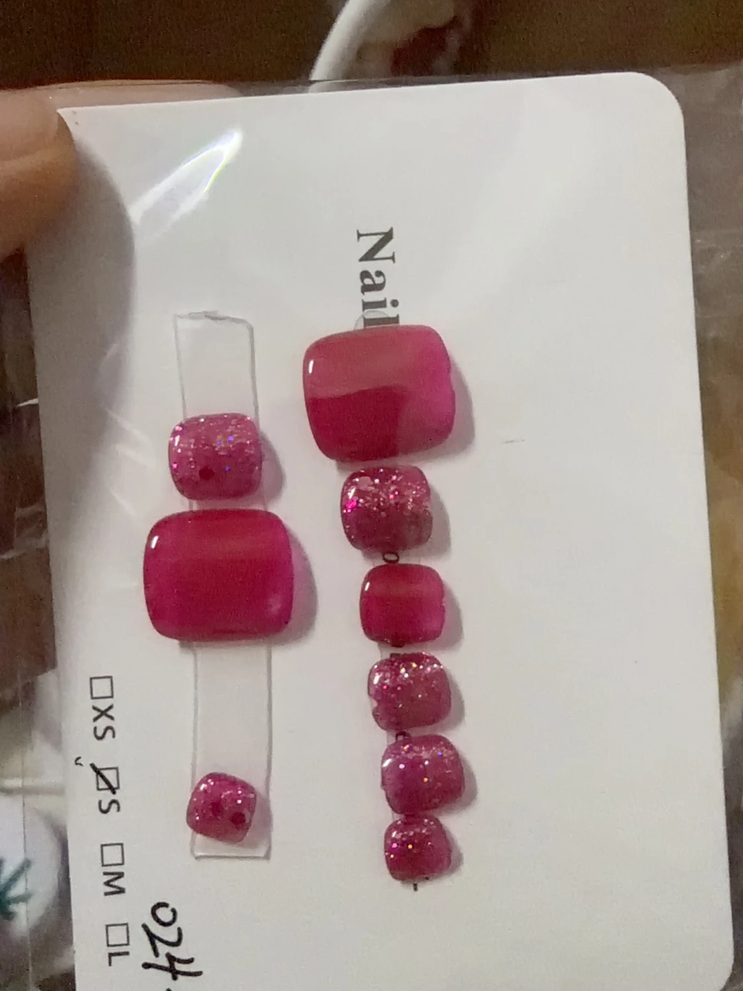Hot Pink Cat Eye Square Press-On Toenails — customer review photo
