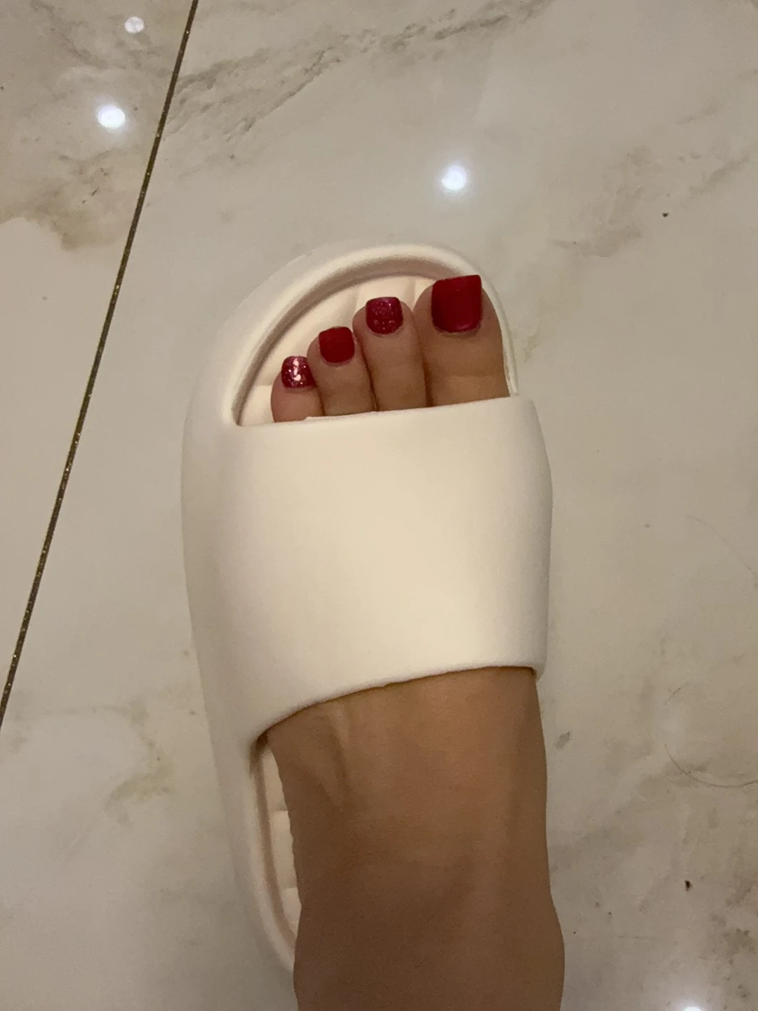 Hot Pink Cat Eye Square Press-On Toenails — customer review photo