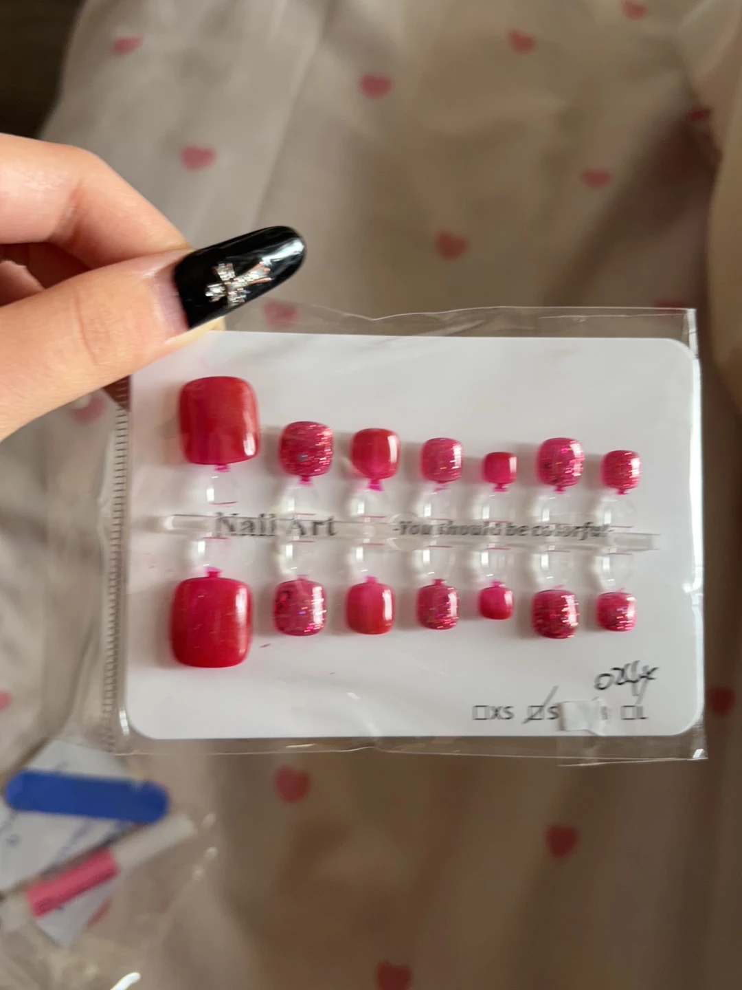Hot Pink Cat Eye Square Press-On Toenails — customer review photo
