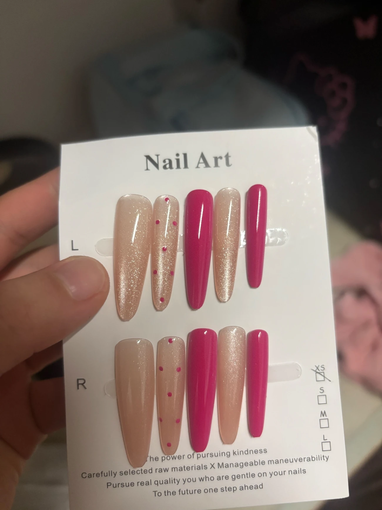 Hot Pink Polka Dot Long Stiletto Press-On Nails — customer review photo