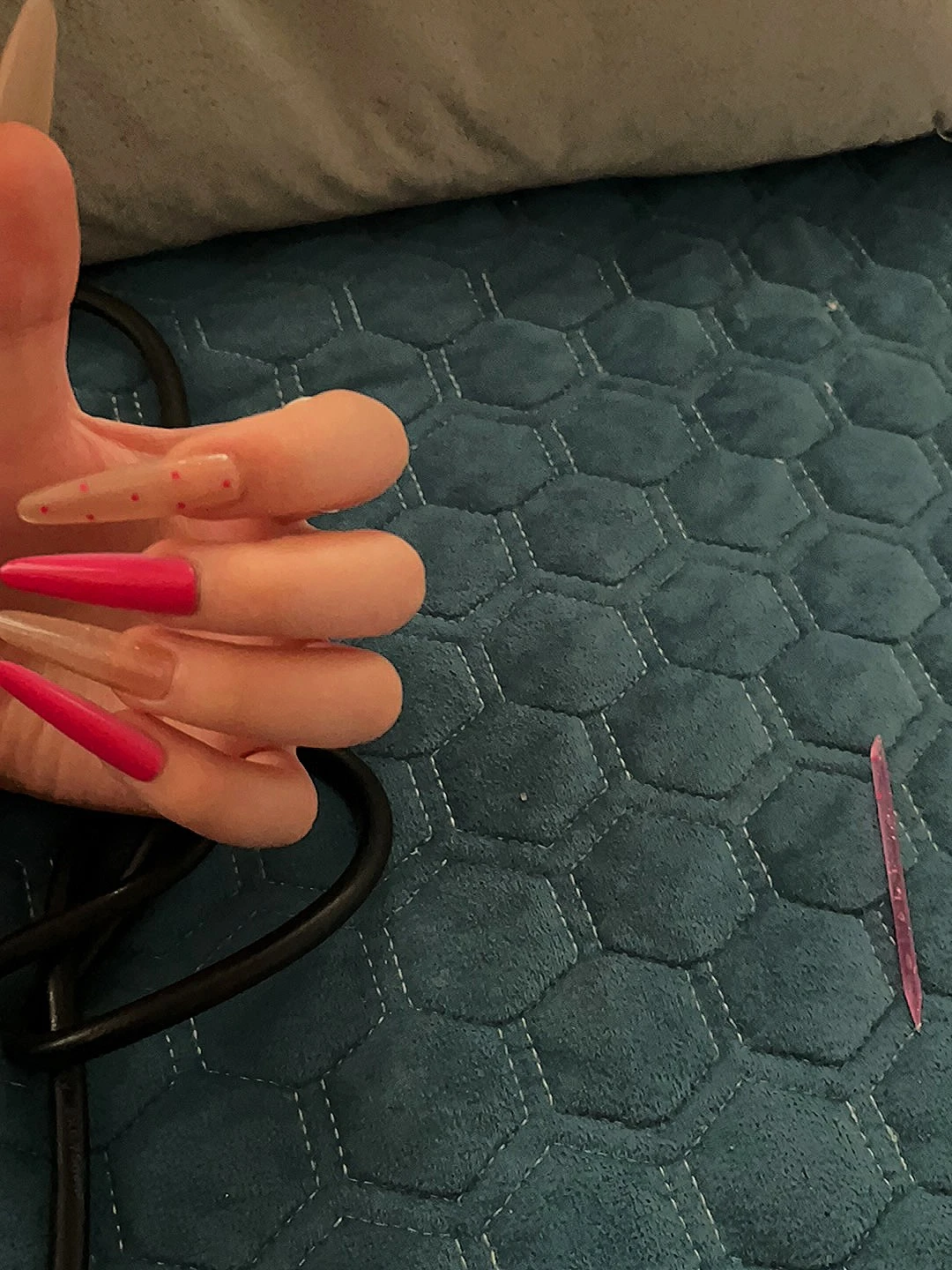 Hot Pink Polka Dot Long Stiletto Press-On Nails — customer review photo