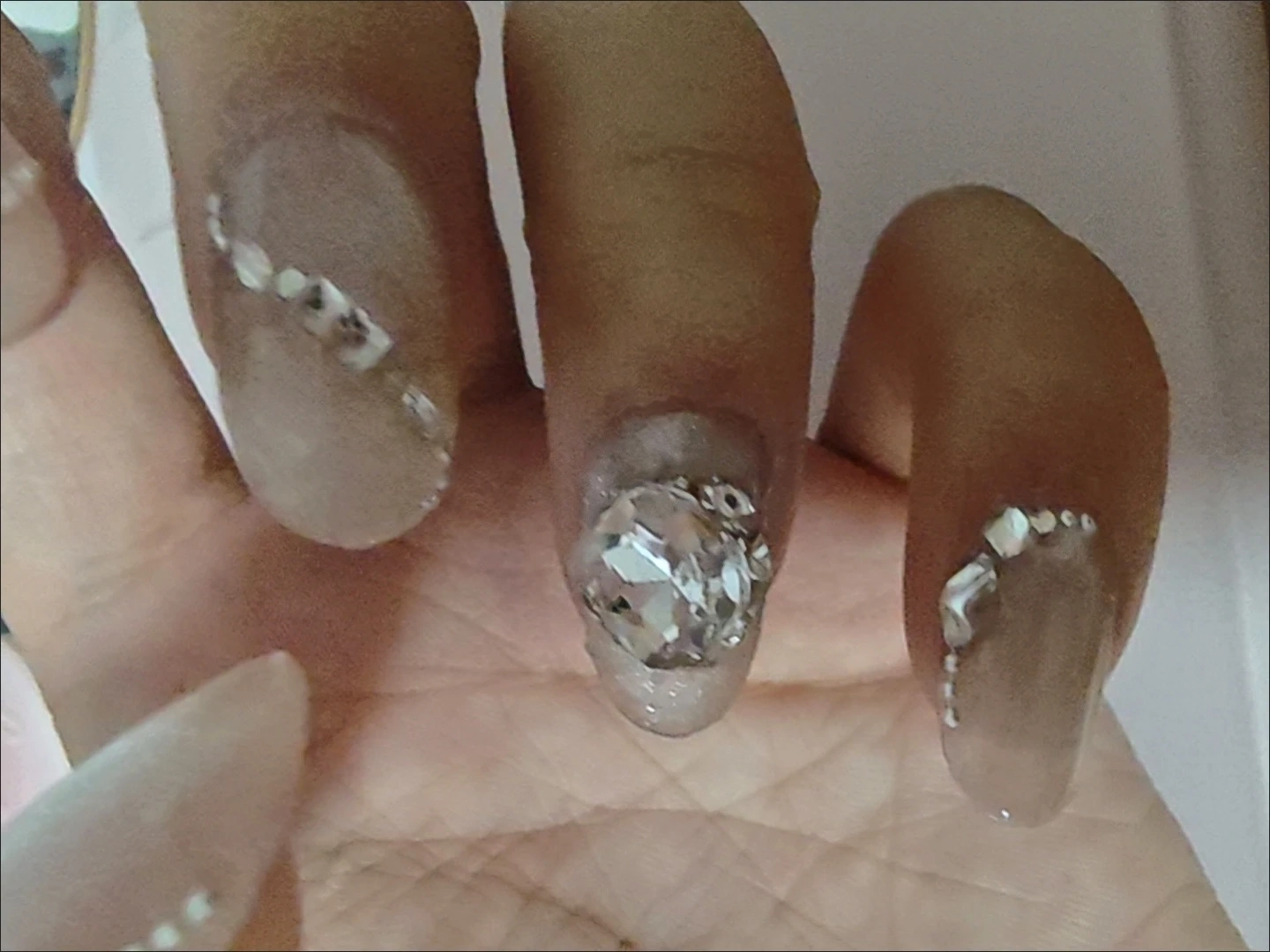 Nude Crystal Cat Eye Medium-Length Press-On Nails — customer review photo