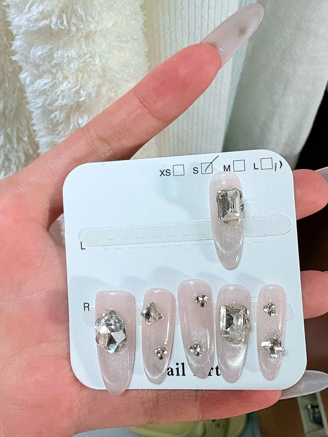 Nude Heart French Tip Long Oval Press-On Nails — customer review photo