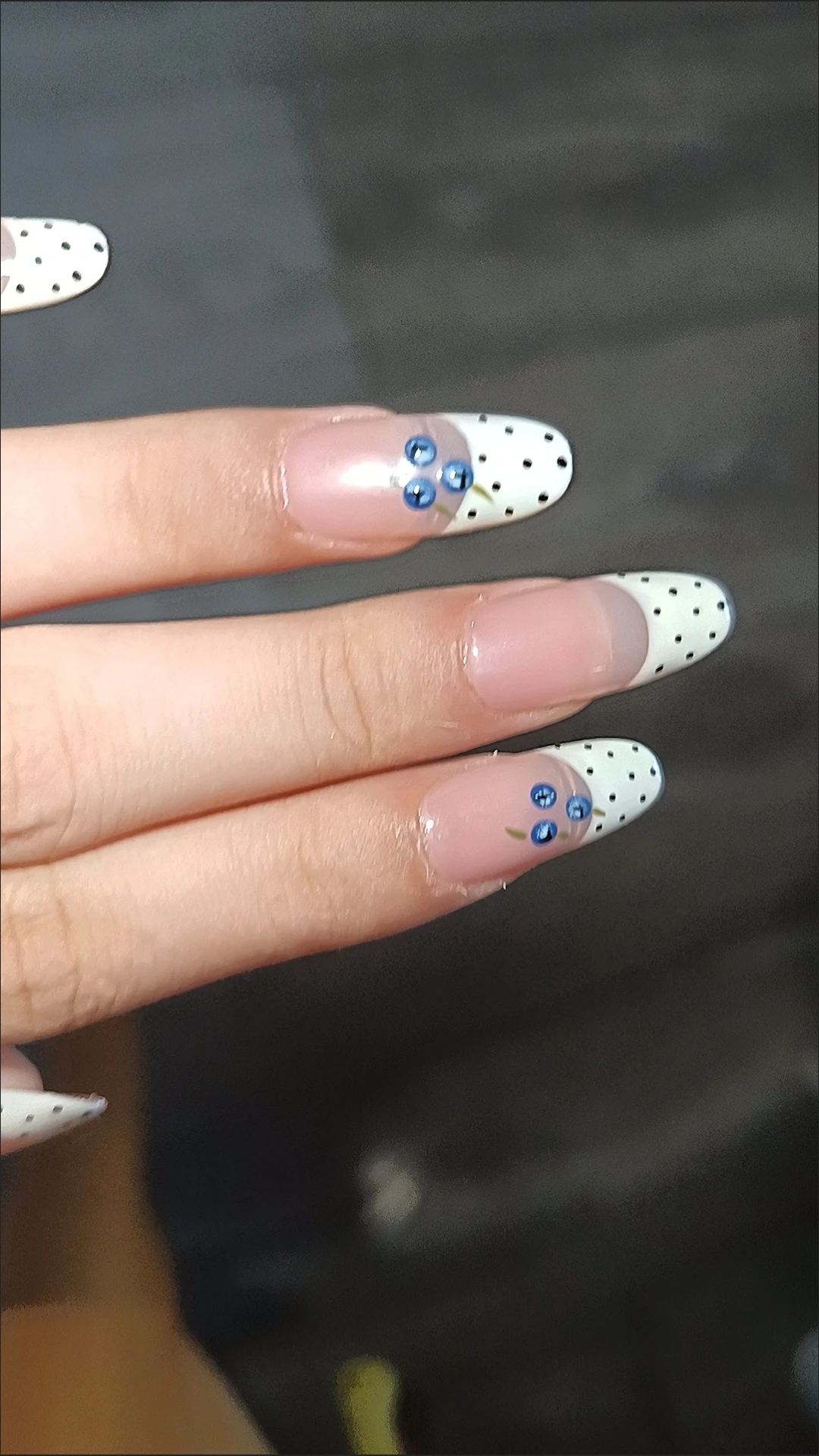 Nude Polka Dot Blueberry French Tip Long Press-On Nails — customer review photo