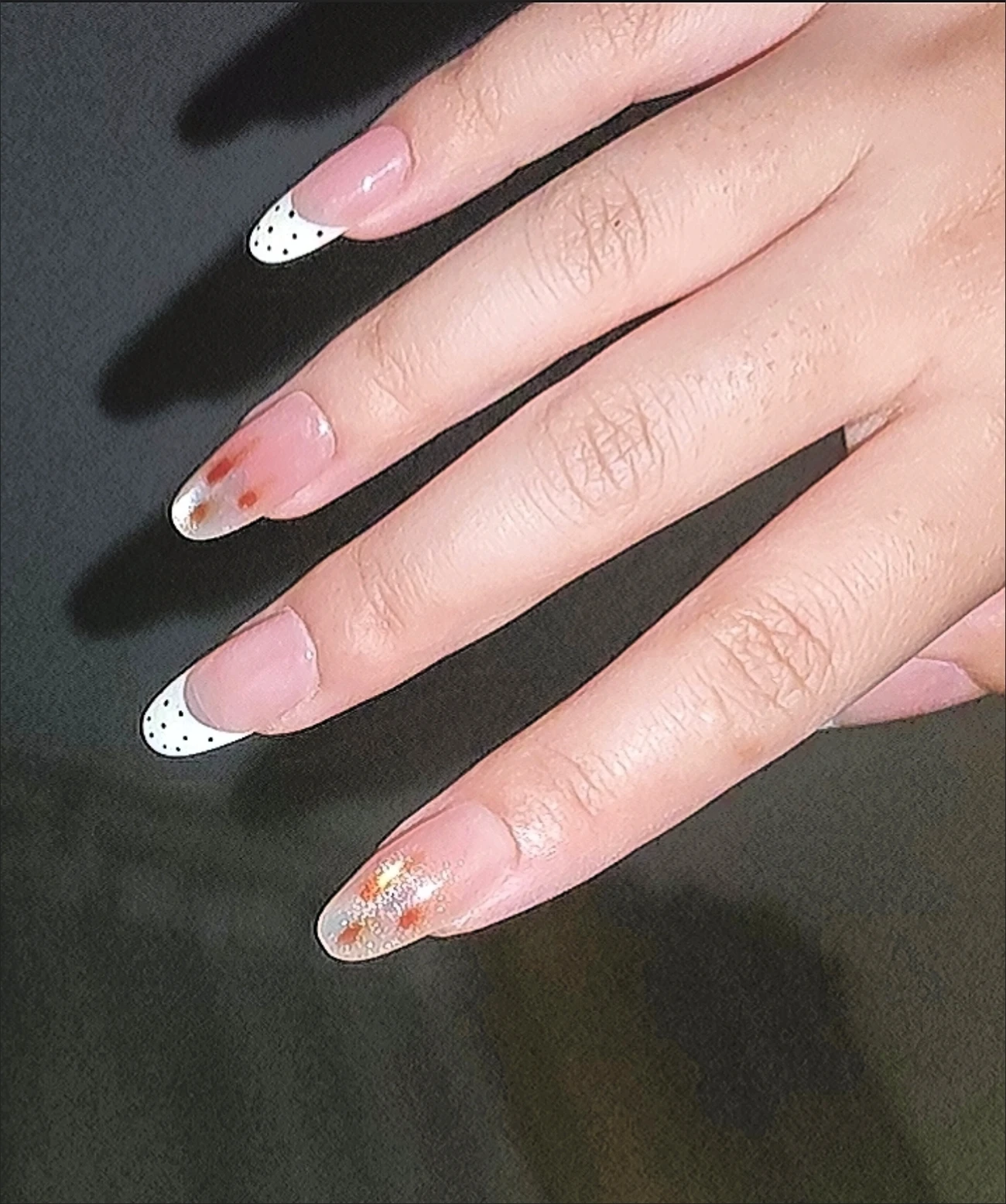 Nude Polka Dot Blueberry French Tip Long Press-On Nails — customer review photo