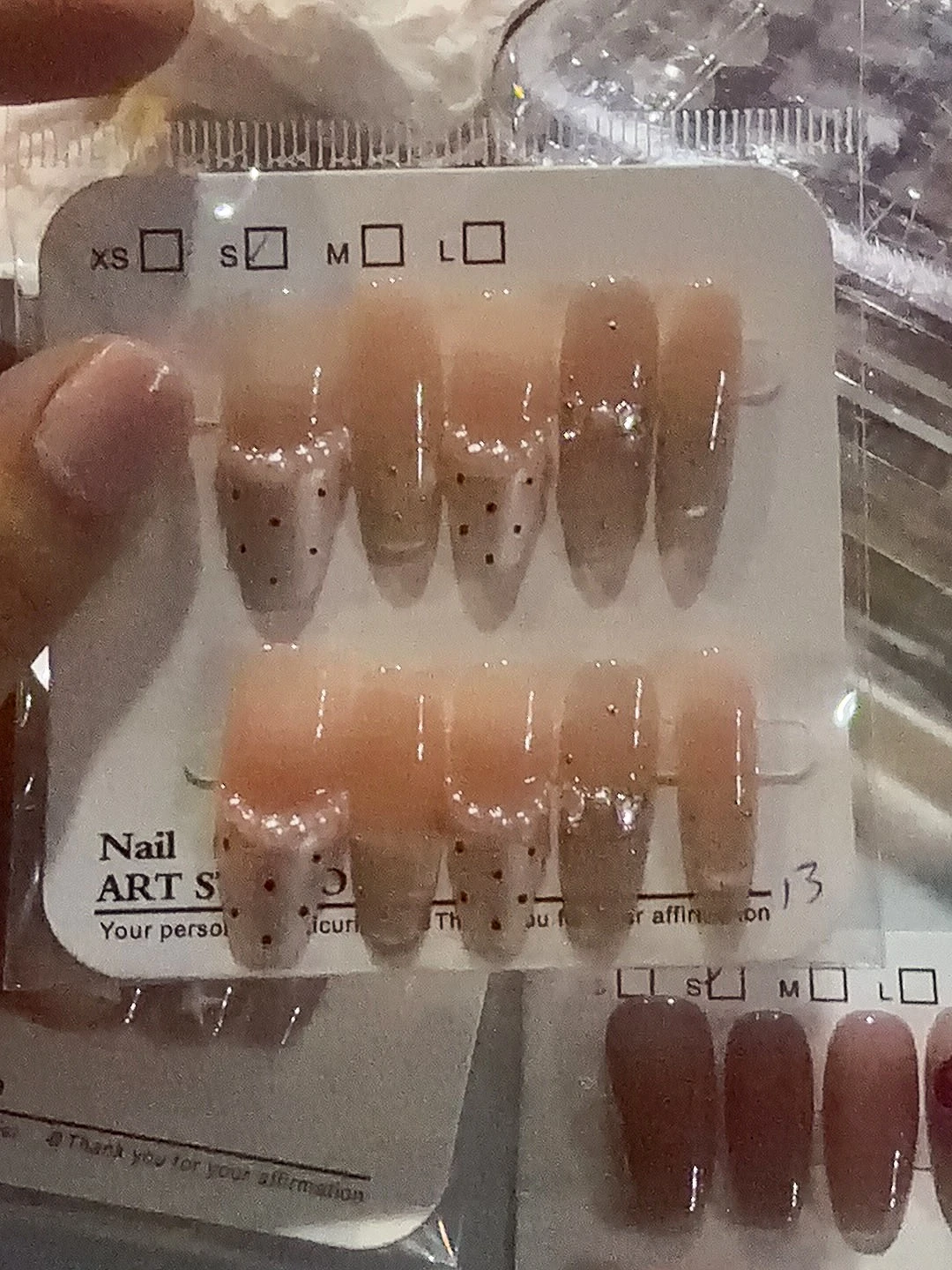 Nude Polka Dot French Tip Long Press-On Nails — customer review photo