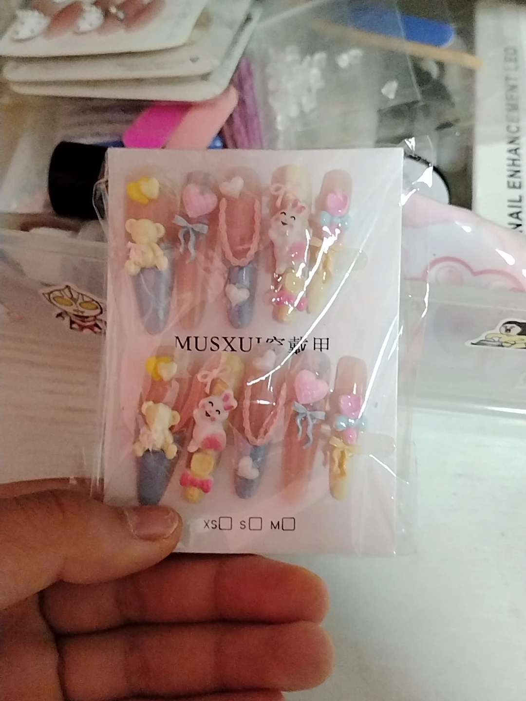 Pastel 3D Bow Long Press-On Nails — customer review photo