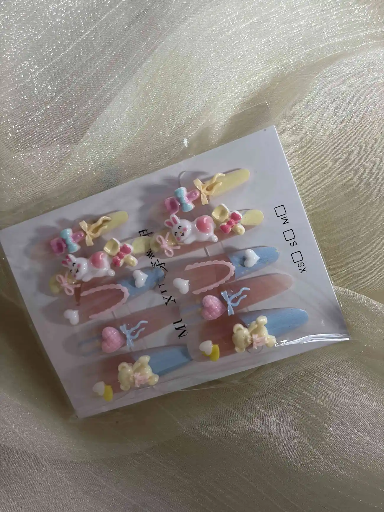 Pastel 3D Bow Long Press-On Nails — customer review photo