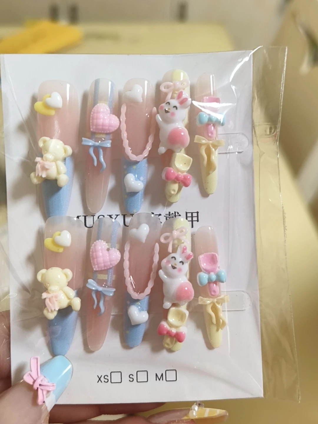 Pastel 3D Bow Long Press-On Nails — customer review photo