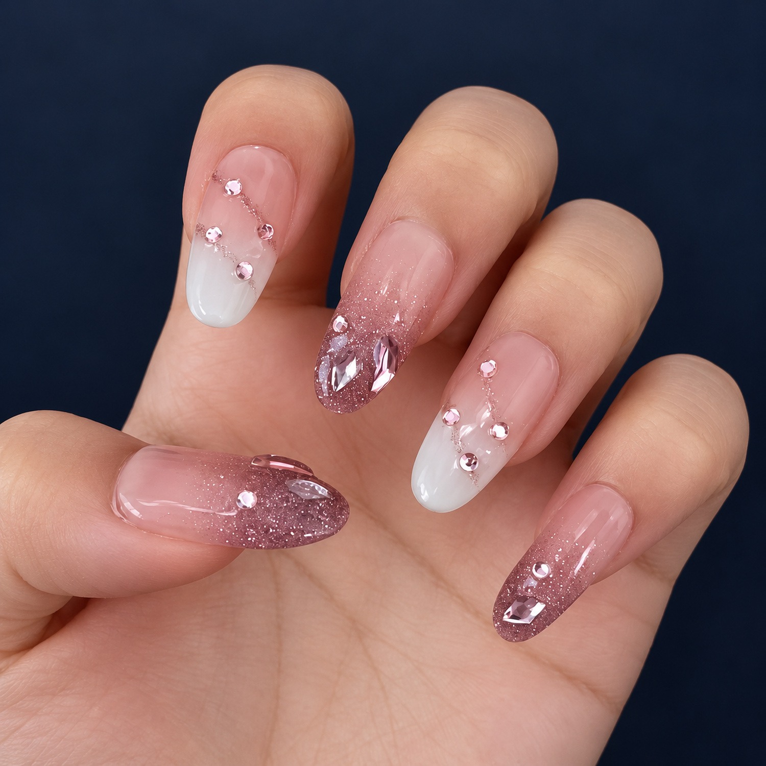 Pink & White Ombre Long Press-On Nails — product view 2