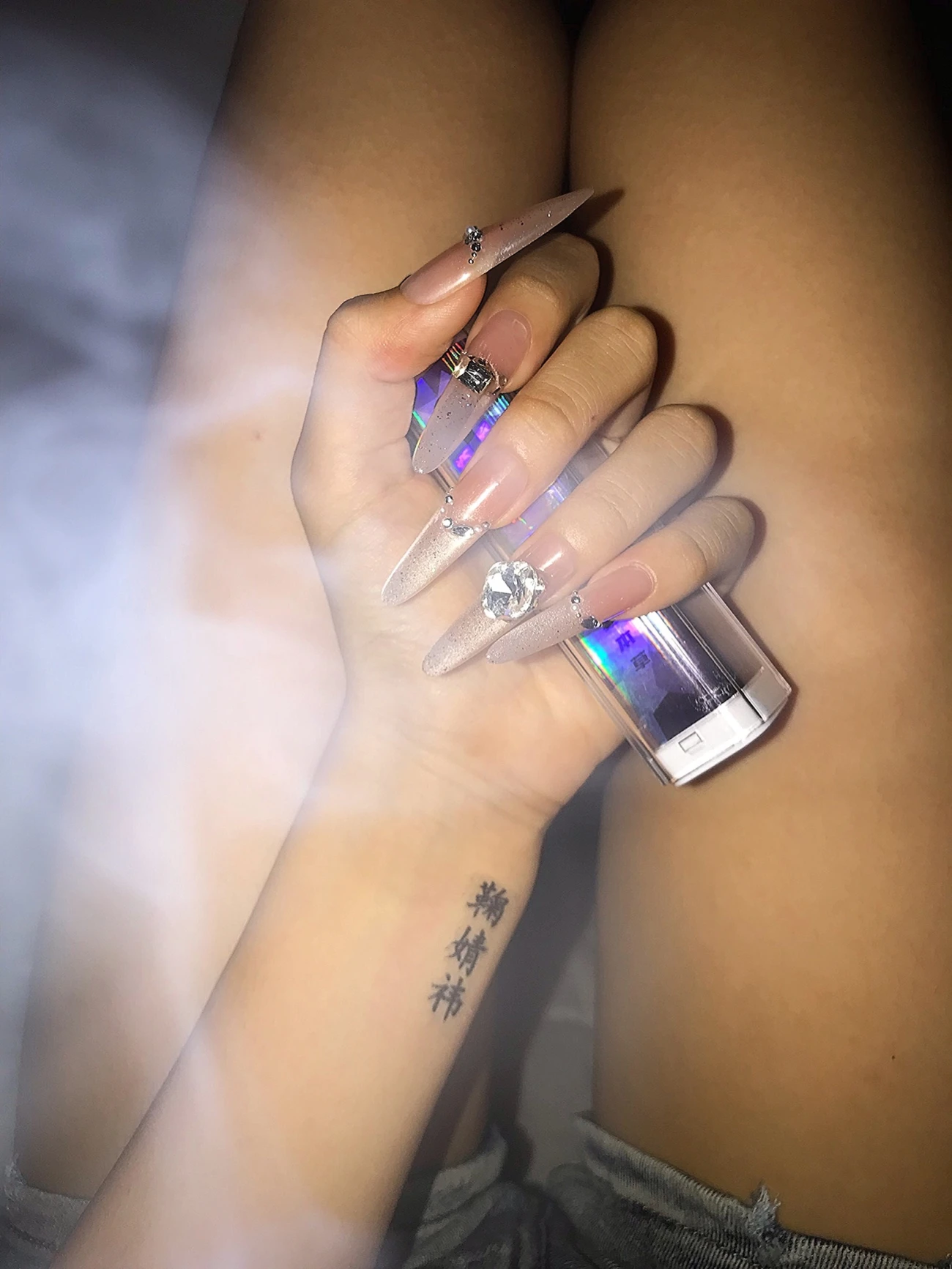 Pink Crystal Glitter Long Press-On Nails — customer review photo