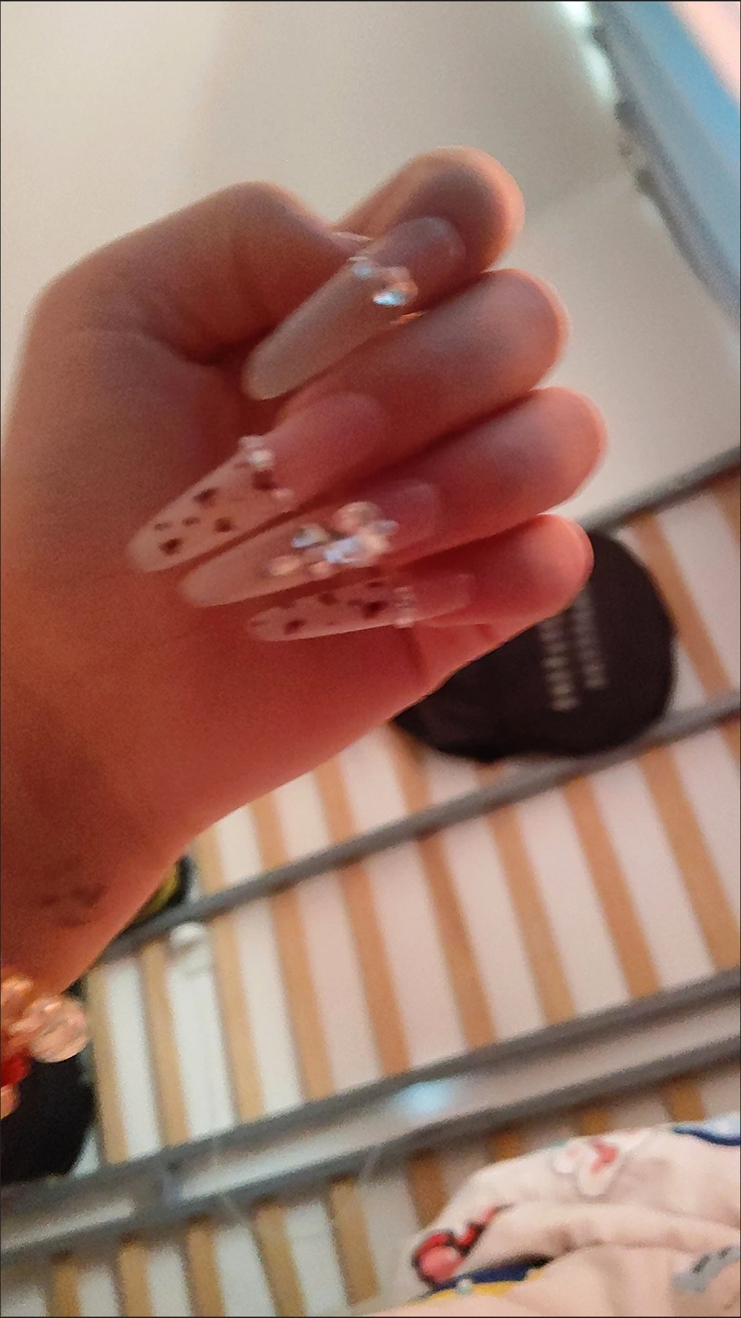 Pink Heart Crystal Long Press-On Nails — customer review photo