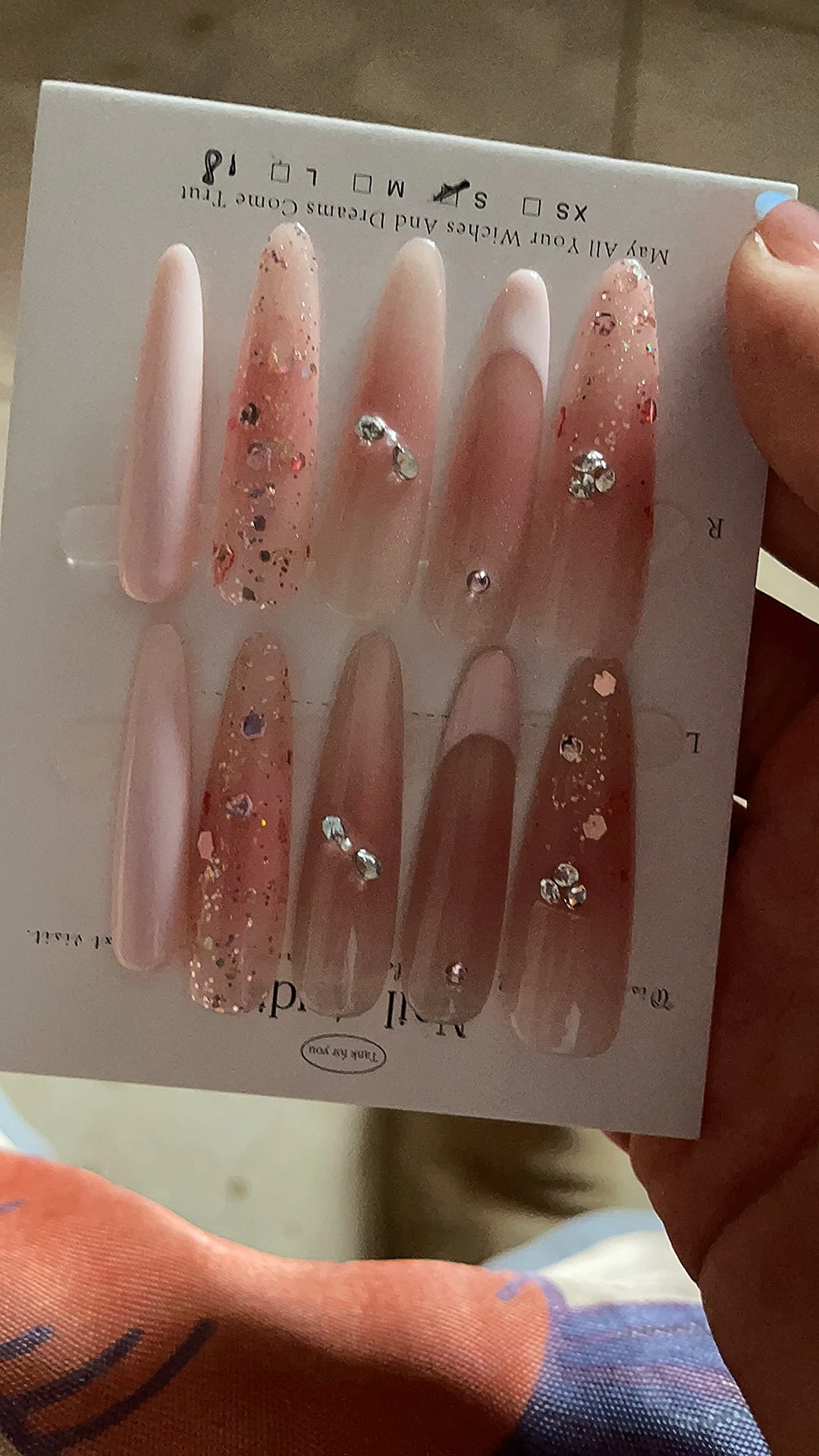 Pink Heart Glitter Long Press-On Nails — customer review photo