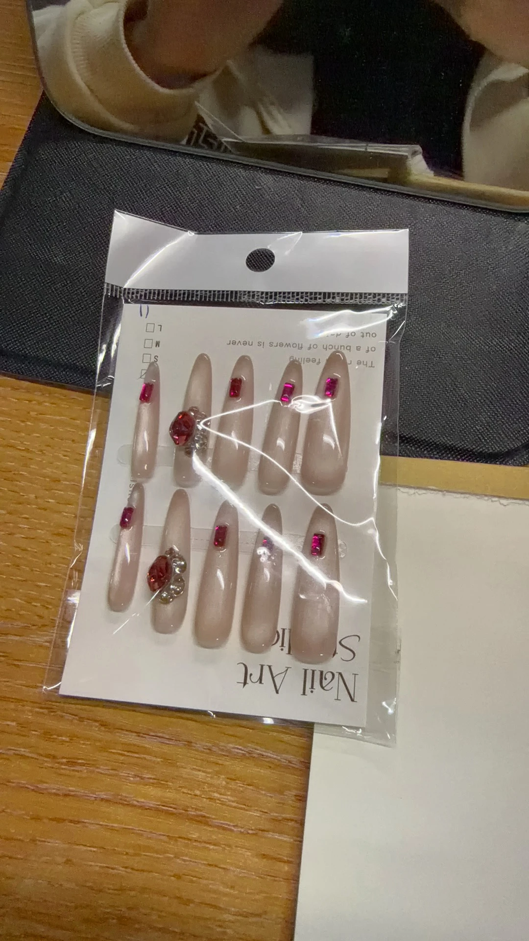 Pink Jelly Rhinestone Long Press-On Nails — customer review photo