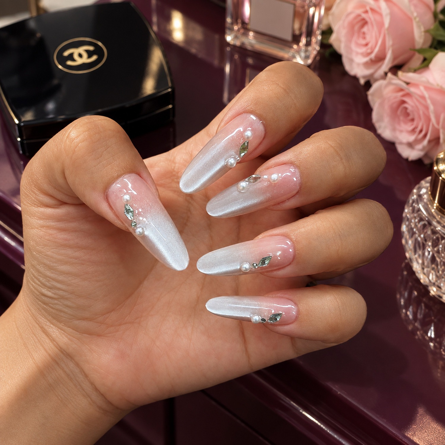 Pink Ombre Long Oval Press-On Nails — product view 2