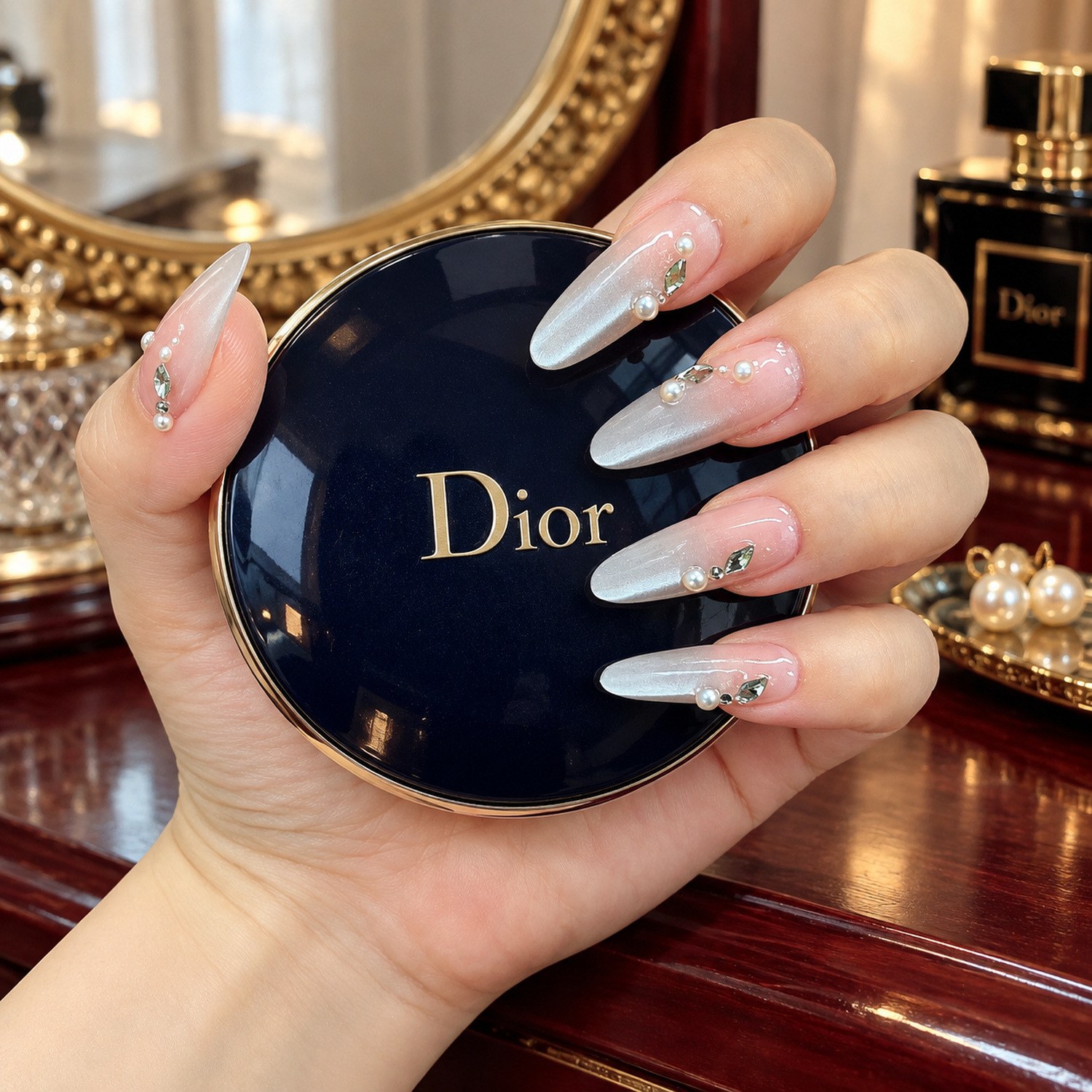 Pink Ombre Long Oval Press-On Nails — product view 3