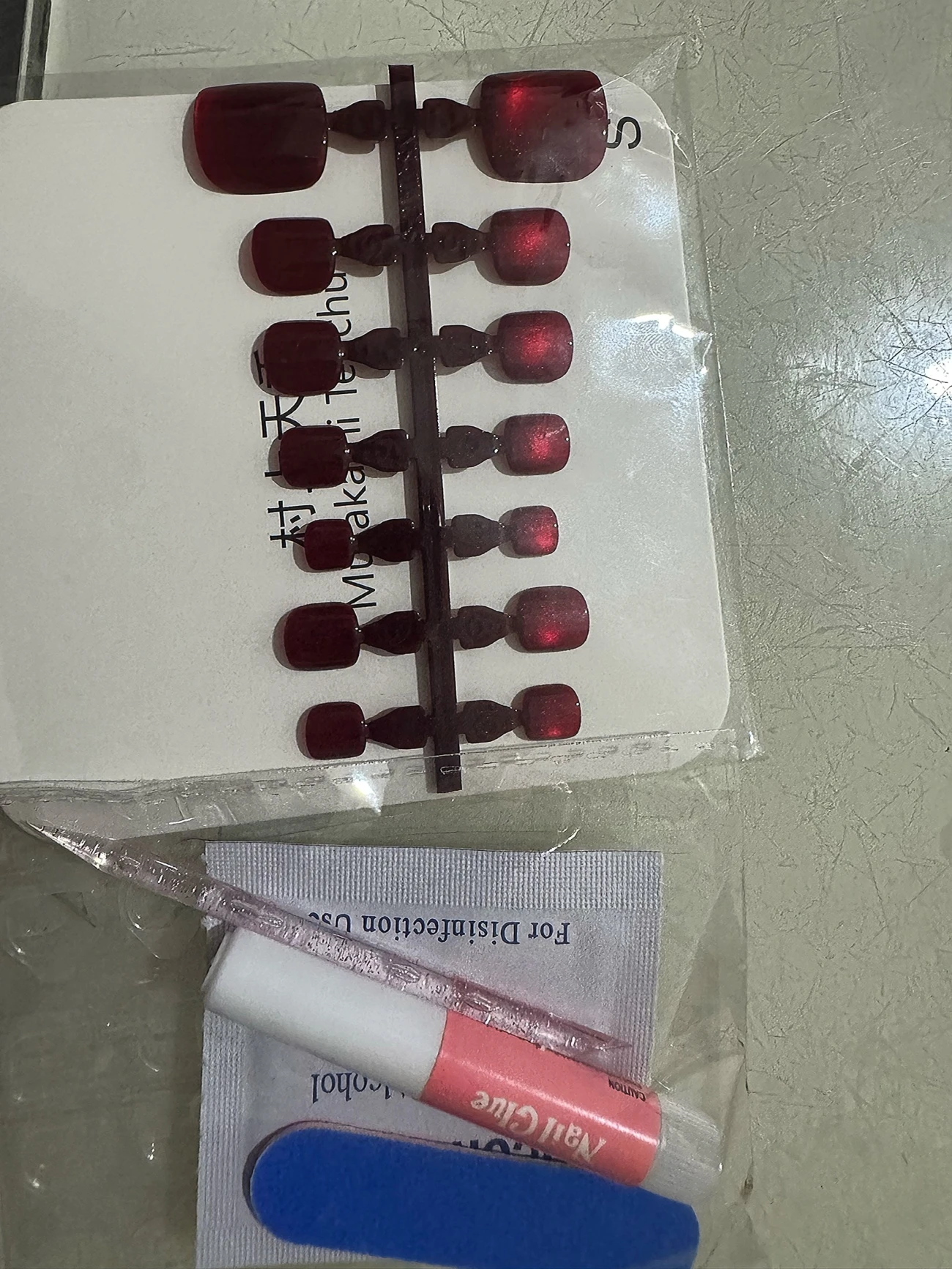 Red Cat Eye Square Press-On Toenails — customer review photo