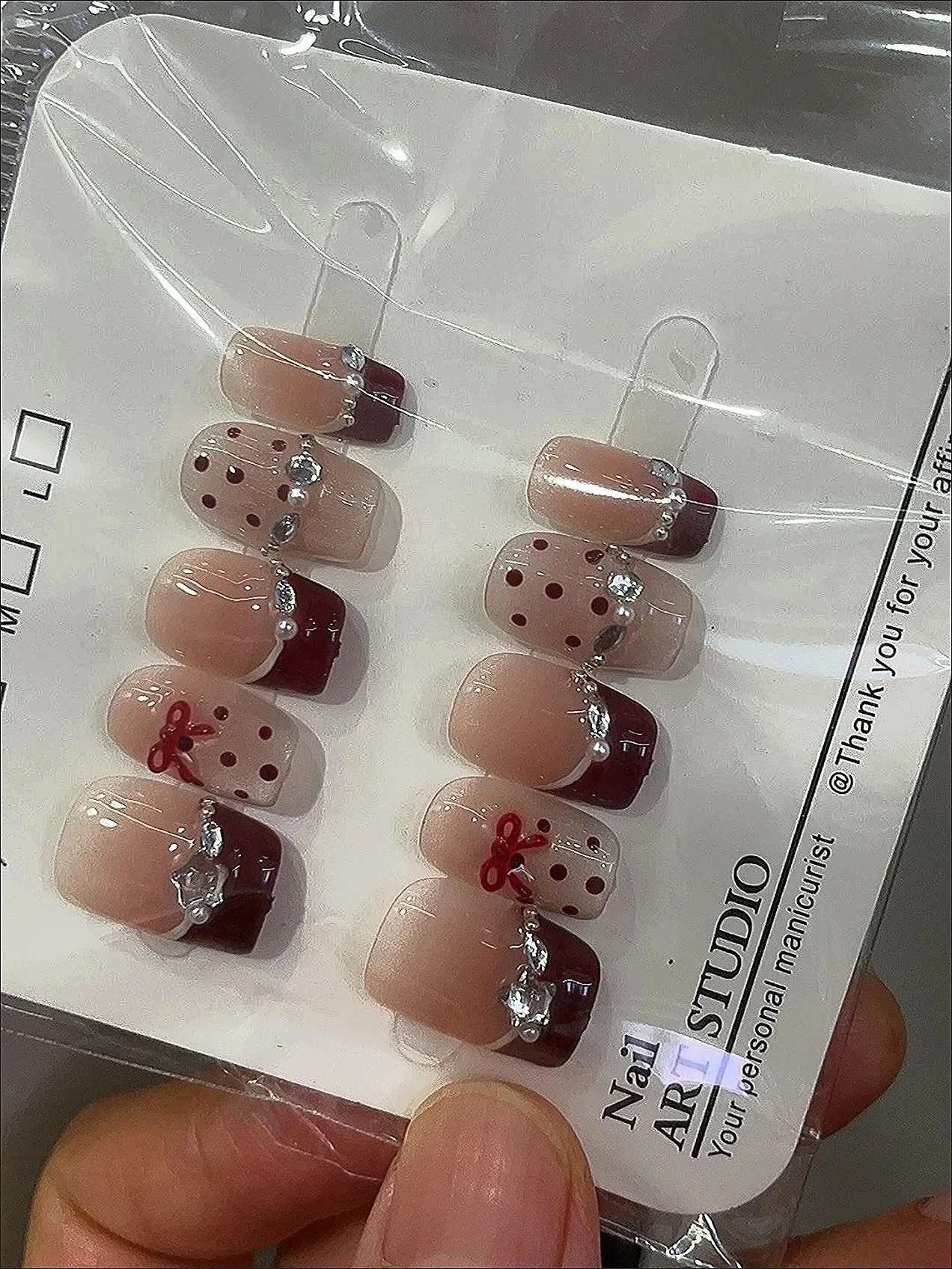 Red French Tip Short Square Press-On Nails — customer review photo