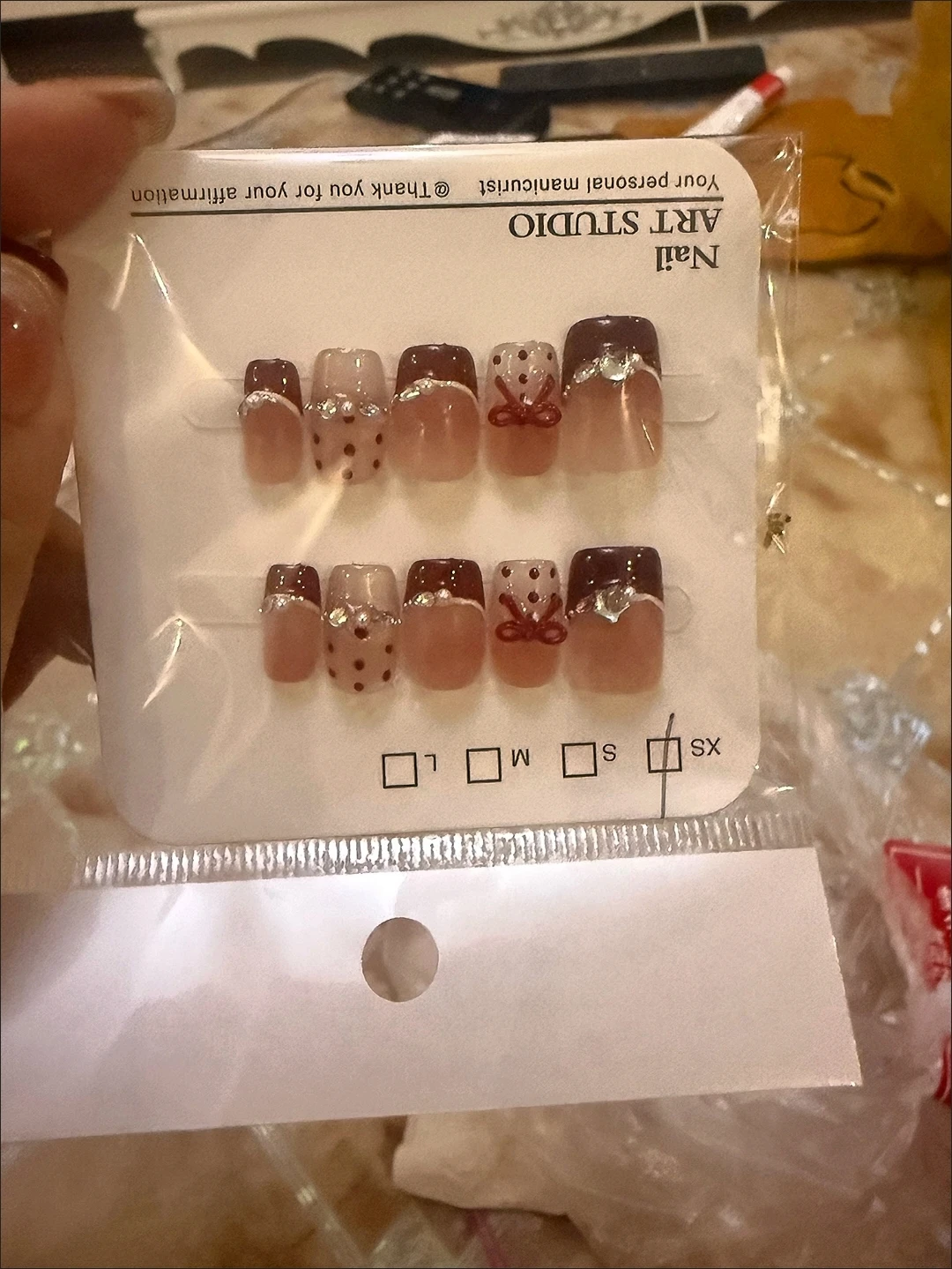 Red French Tip Short Square Press-On Nails — customer review photo