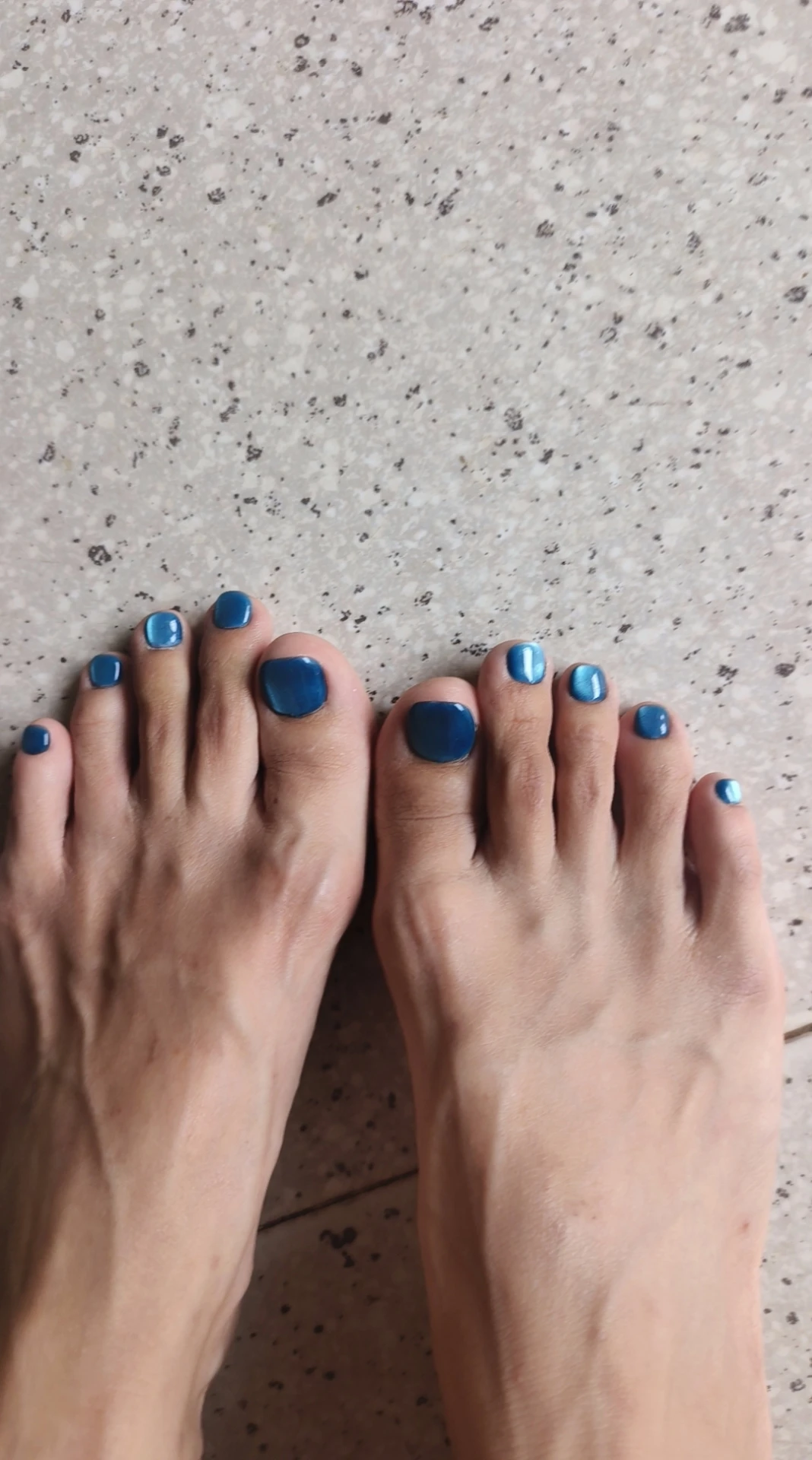 Teal Cat Eye Square Press-On Toenails — customer review photo