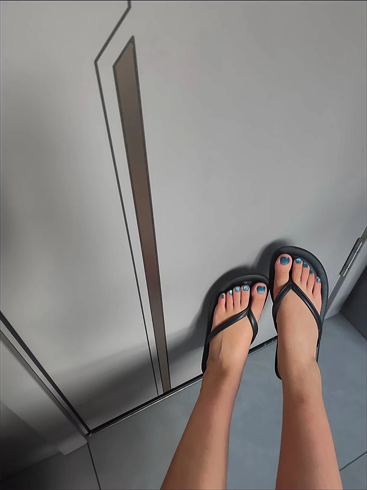 Teal Cat Eye Square Press-On Toenails — customer review photo