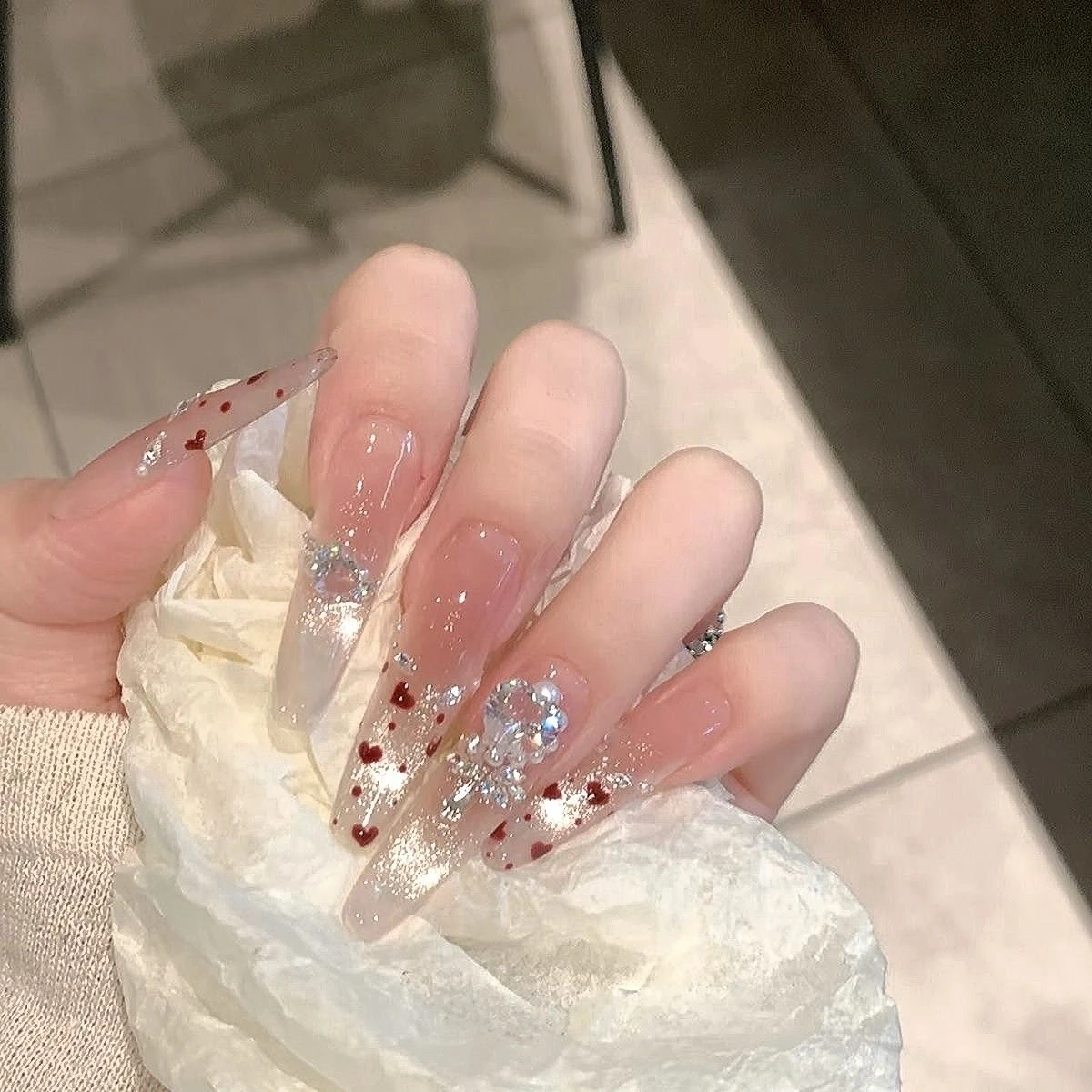 Turquoise Glossy Square Press-On Toenails — customer review photo