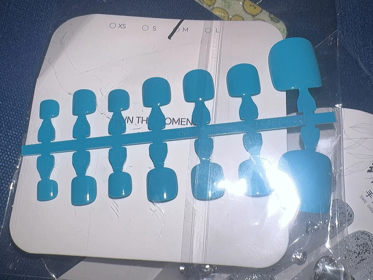Turquoise Glossy Square Press-On Toenails — customer review photo