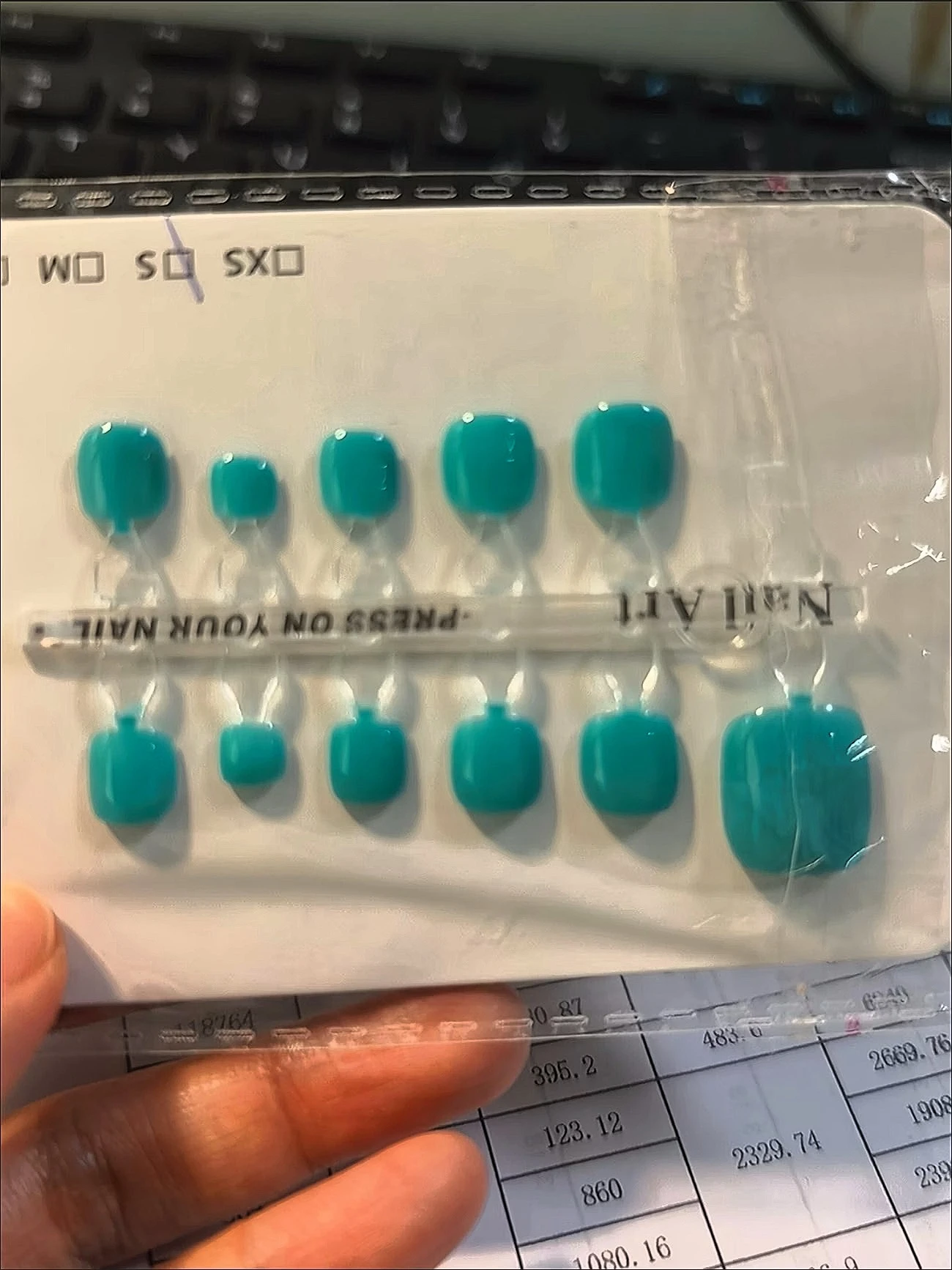Turquoise Glossy Square Press-On Toenails — customer review photo