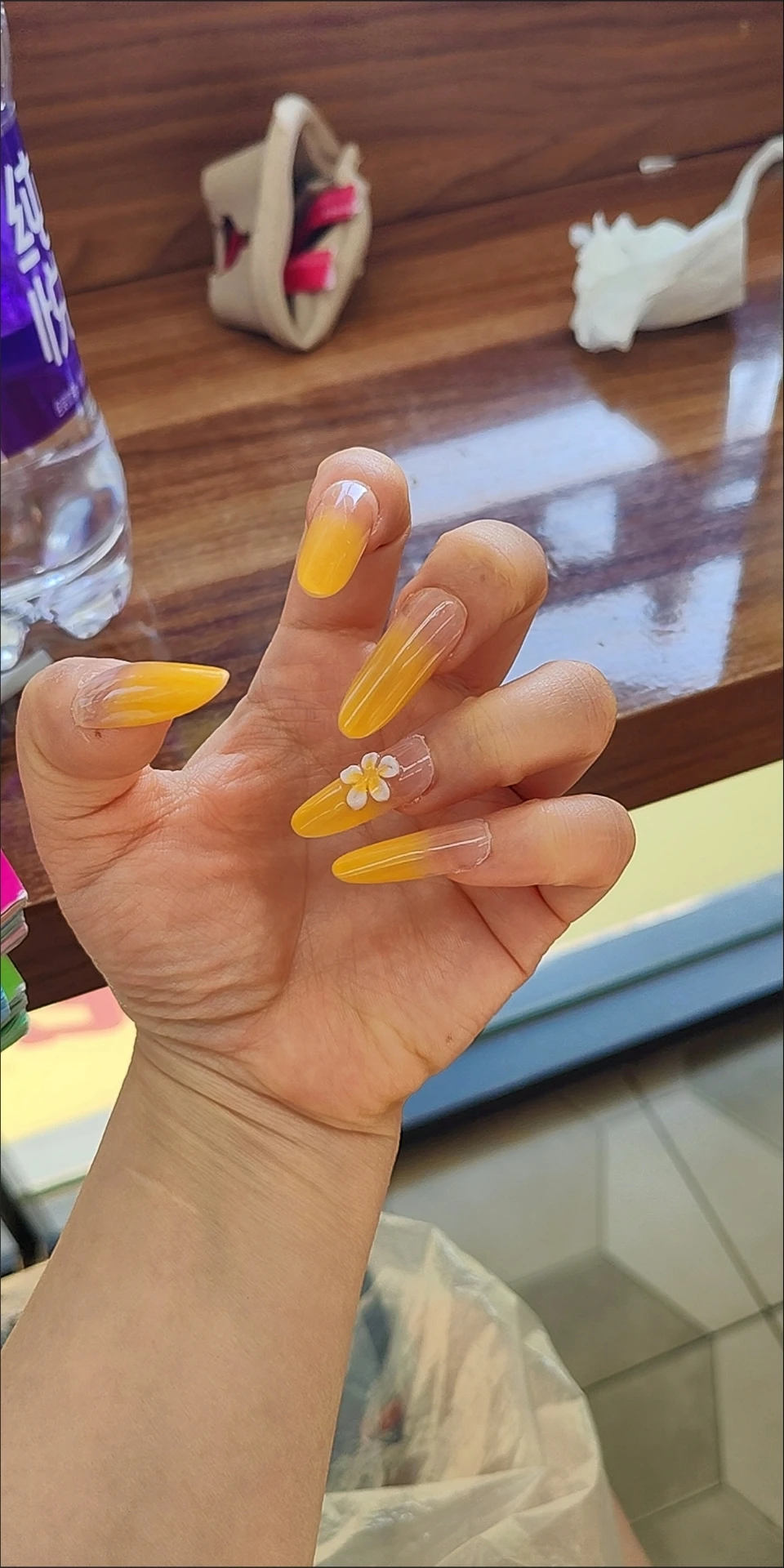 3D Floral Ombre Long Press-On Nails — customer review photo