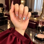 Blue Crystal French Tip Long Press-On Nails — product view 2