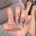 Cat Eye French Tip Blue Press-On Nails — product view 4