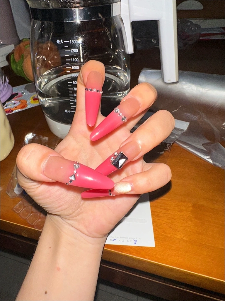Cat Eye French Tip Stiletto Press-On Nails — customer review photo