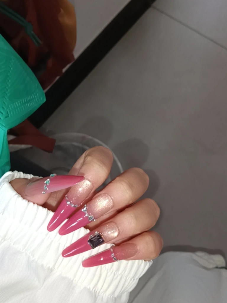 Cat Eye French Tip Stiletto Press-On Nails — customer review photo