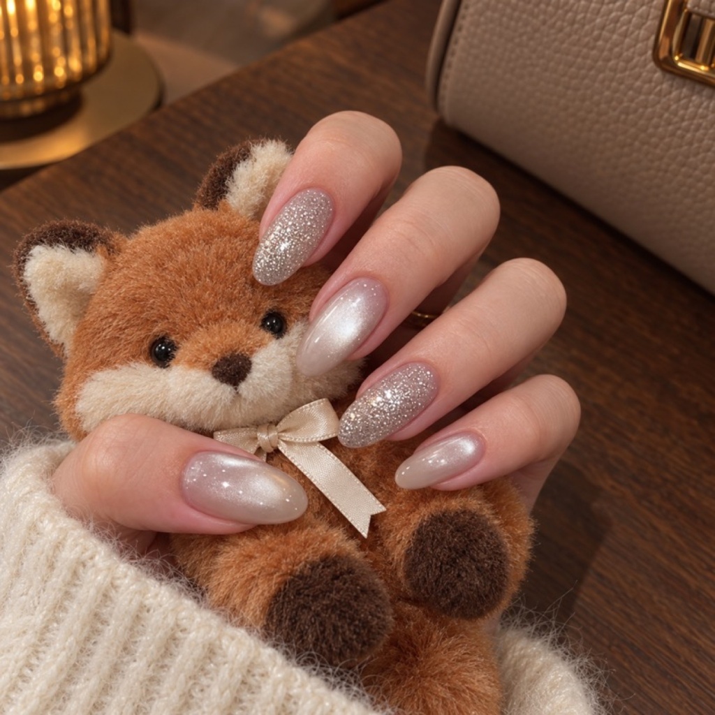 Cat Eye Glitter Short Press-On Nails — product view 3