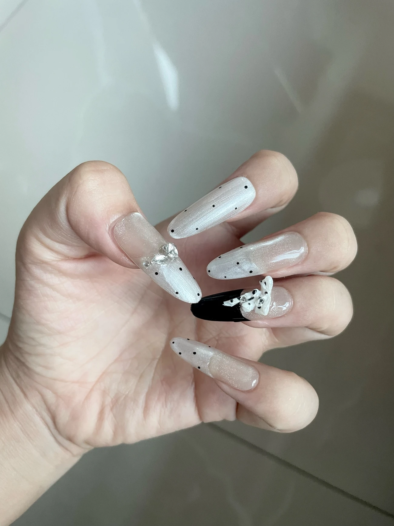 Cat Eye Polka Dot Bow Press-On Nails — customer review photo