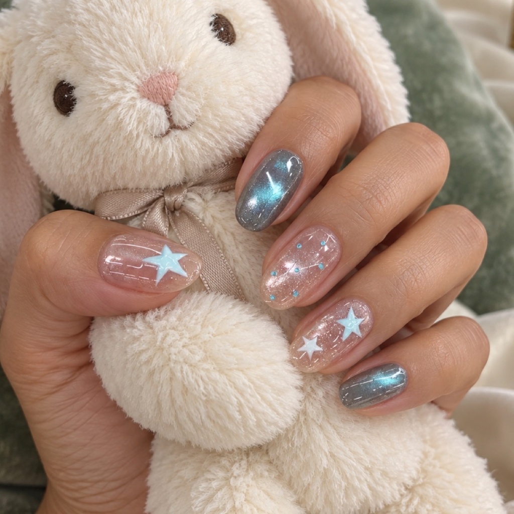 Cat Eye Star Short Press-On Nails — product view 1