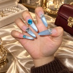 Crystal Cat Eye French Tip Press-On Nails — product view 4