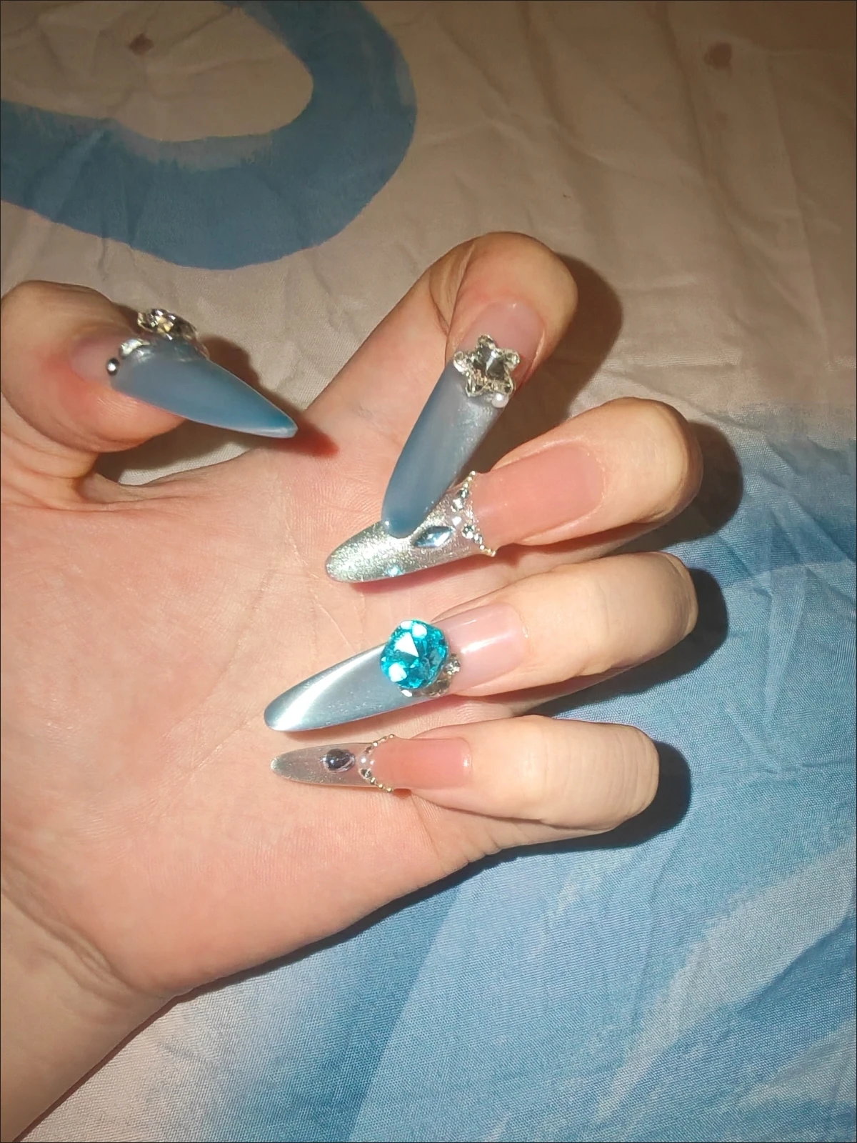 Crystal Cat Eye French Tip Press-On Nails — customer review photo