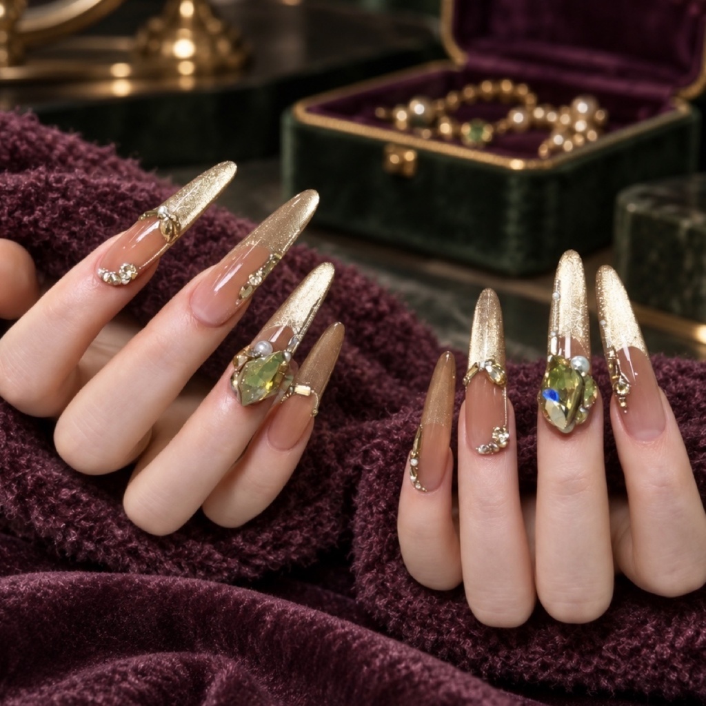 Crystal Cat Eye Stiletto Press-On Nails — product view 1